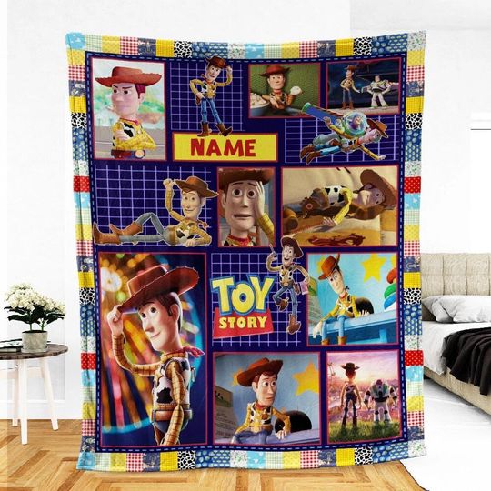 Personalized Toy Story Blanket, Alien Sheriff Woody Buzz Lightyear Fleece Blanket, Blanket For Bed Sofa, Disneyland Movie, Christmas Gifts