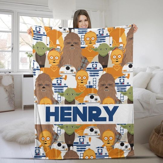 Personalized StarWars Fleece Blanket, Darth Vader AT AT Skywalker Throw Blanket For Bed Couch Sofa,Disneyland Movie Christmas Blanket Gifts