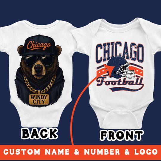 Discover Personalized Chicago Football Shirt: Custom Baby Onesie, Toddler Tee