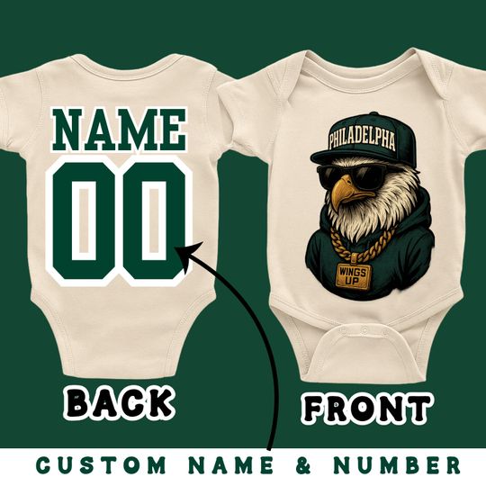 Philadelphia Baby Onesie, Custom Football Infant Bodysuit with Name & Number, Personalized Gameday Toddler Outfit