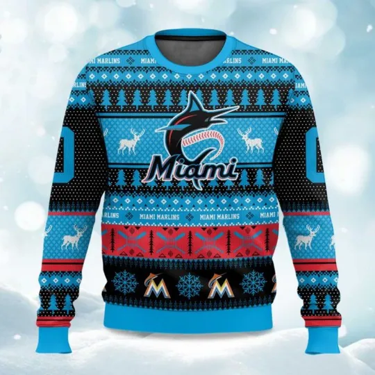 Discover Personalized Christmas Marlins Baseball Ugly Sweater, Christmas Gift