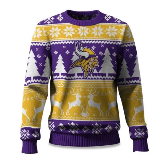 Minnesota Vikings Reindeer Football Ugly Christmas Sweater, Xmas Gift Men women