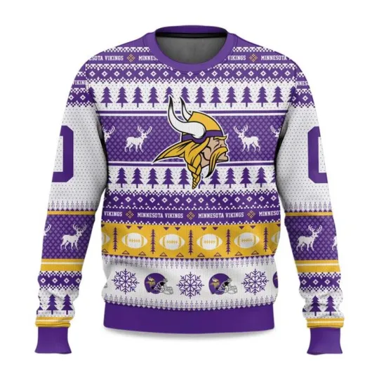 Personalized Minnesota Vikings Ugly Christmas Sweater, Christmas Gift