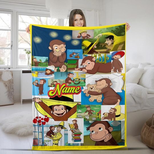 Discover Personalized Curious George Blanket Curious George Fleece Blanket | Curious George Birthday Gifts | Curious George Throw Blanket Couch Sofa