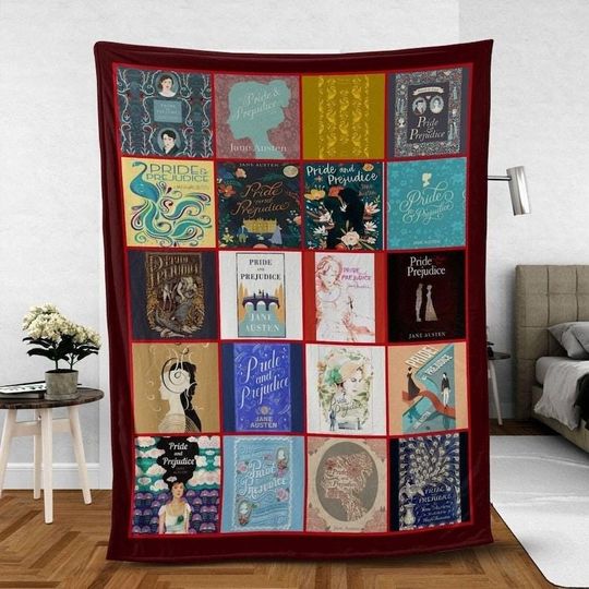 Pride And Prejudice Fleece Blanket, Pride And Prejudice Blankets, Vintage Romance Valentines Day, Birthday Gifts For Him Her Book Lovers