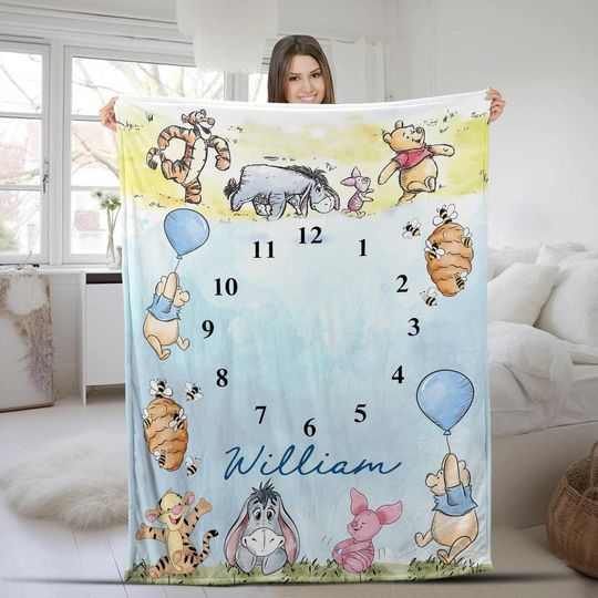 Discover Personalized Pooh and Friends Blanket, Winnie the Pooh Blanket, Disneyland Blanket, Pooh Bear Blanket, Birthday Gifts