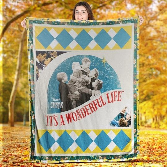 Discover Its A Wonderful Life Movie Fleece Blanket, George Bailey, Mary Hatch, Christmas Film Retro Vintage Blanket, Merry Christmas Gifts Blanket