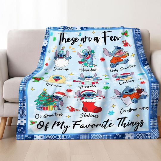 Discover Stitch Christmas Blanket, Stitch And Lilo Xmas Fleece Blanket,Stitch Angel Disneyland Christmas Gifts 2025,Throw Blanket For Bed Couch Sofa