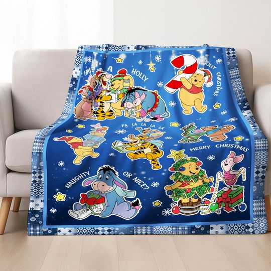 Discover Vintage Pooh And Friends Blanket, Winnie The Pooh Fleece Blanket, Pooh Bear Throw Blanket for Bed Couch Sofa, Christmas Gift For Family