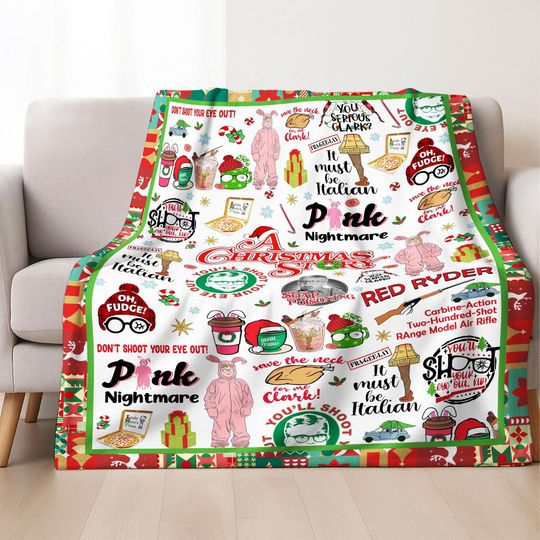 Ralph Ralphie Parker Fleece Blanket, A Christmas Story Blanket, Christmas Movie Throw Blanket For Bed Couch Sofa, Christmas Movie Blankets