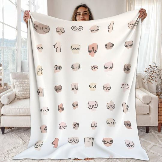 Discover Boob Pattern Fleece Blanket, Trending Dark Meme Blanket Funny Meme Gifts Throw Blanket, Trendy Christmas 2025, Family Matching Christmas