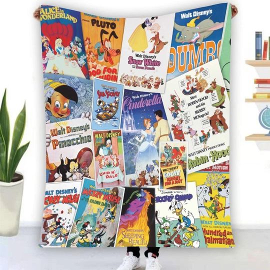 Discover Disneyland Movie Fleece Blanket | Mickey And Friends Blanket | Magic Kingdom Gift For Mom Dad | Throw Blanket for Couch Sofa