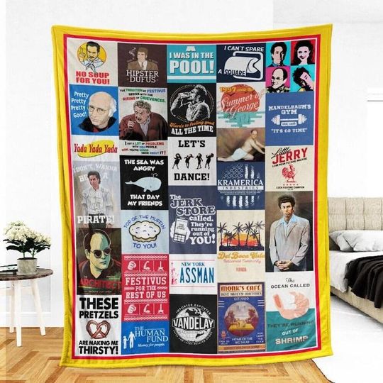 80s TV Series Retro Vintage Fleece Blanket, Sein feld George Costanza Blanket, Nice Gifts For Women, Men, Film Fans on Birthday, Christmas