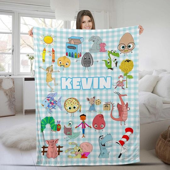 Discover Custom Name Elephant And Piggie Blanket, Hungry Caterpillar Fleece Blanket, Children Book Throw Blanket Bed Sofa Couch, Bookish Gifts