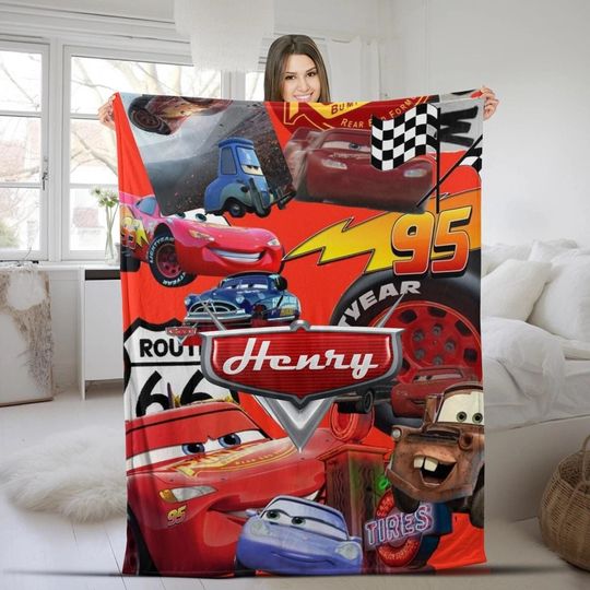 Discover Personalized Disneyland Cars Blanket, Cars Land Lightning Mcqueen Blanket, Radiator Springs Magic Kingdom Fleece Blanket, Birthday Gifts
