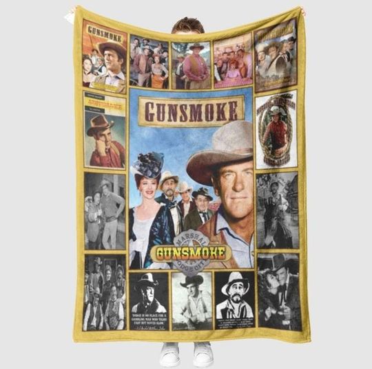 Discover Gunsmoke Movie Fleece Blanket, Gunsmoke 50s Western Cowboy TV Series Retro Vintage Blanket, Gunsmoke Memories Blanket, Gift For Film Fan