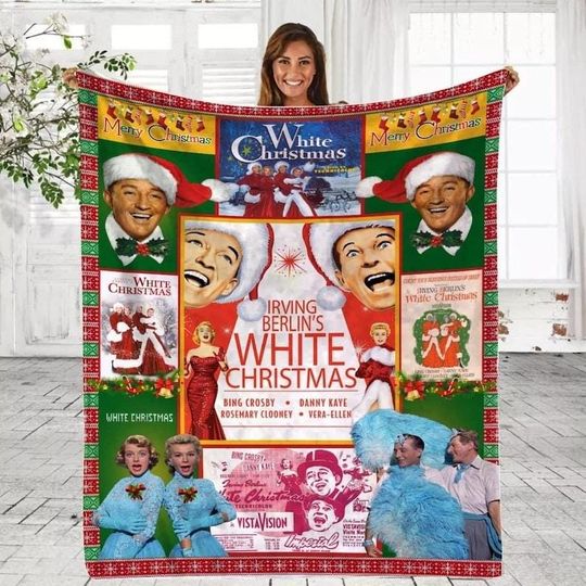 Discover White Movie Christmas Movie Vintage Fleece Blanket, White Film Christmas Romantic Retro Blanket, Sister White Xmas Holiday 2025 Gift Blanket