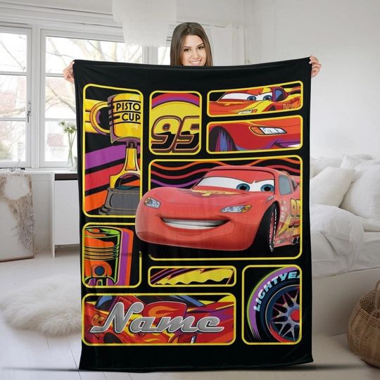 Discover Personalized Disneyland Cars Blanket, Cars Land Lightning Mcqueen Blanket, Radiator Springs Magic Kingdom Throw Blanket, Birthday Gifts
