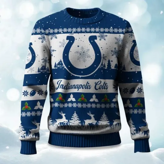 Christmas Colts Festive Reindeer & Tree Ugly Sweater, Christmas Gift For Men, Women