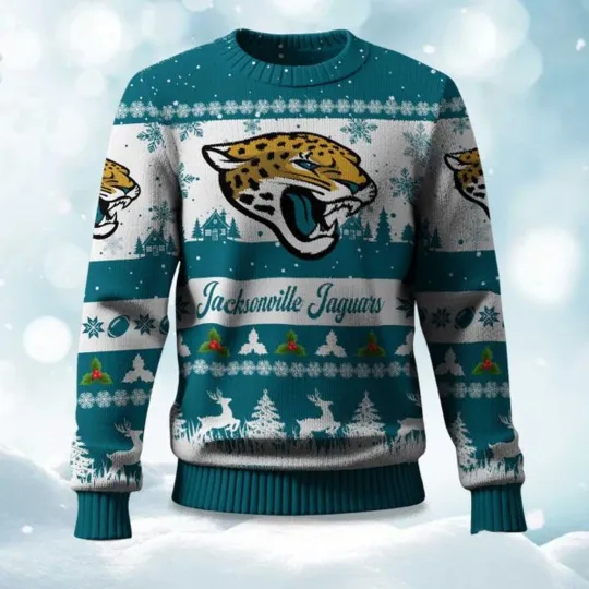 Discover Christmas Jaguars Festive Reindeer & Tree Ugly Sweater, Christmas Gift For Men, Women