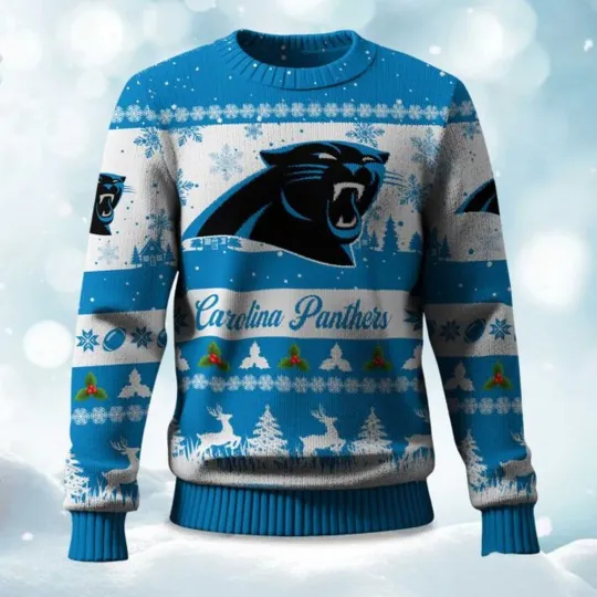 Discover Christmas Panthers Festive Reindeer & Tree Ugly Sweater, Christmas Gift For Men, Women
