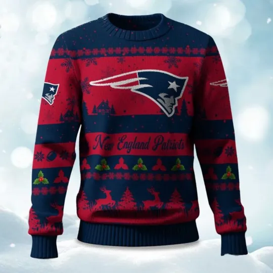 Christmas Patriots Festive Reindeer & Tree Ugly Sweater, Christmas Gift For Men, Women