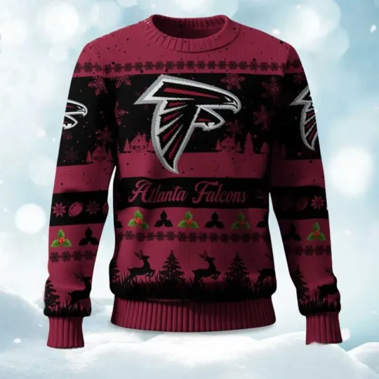 Discover Christmas Falcons Festive Reindeer & Tree Ugly Sweater, Christmas Gift For Men, Women
