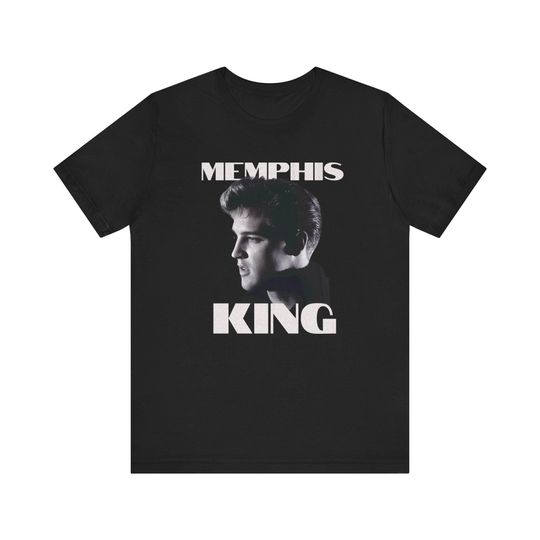 Discover Memphis King Portrait Tee, Elvis Presley, Retro Rock Legend T-Shirt