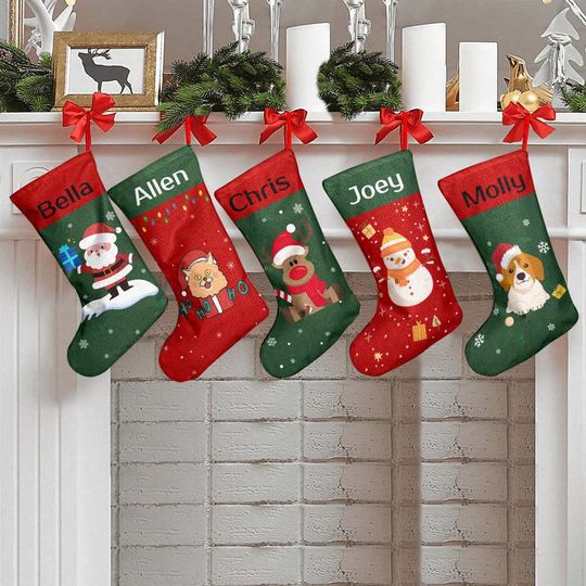 Discover Personalized Christmas Stocking, Ballantines Font, Wool Needlepoint