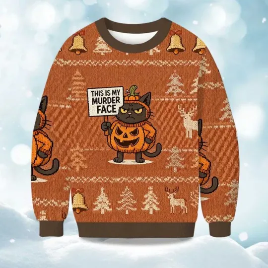 Discover This Is My Murder Face Christmas Ugly Sweater - Christmas Gift 2025
