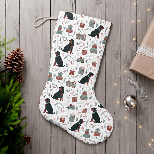 Discover Rottweilers Holiday Village Santa Stocking or Dog Paw Shape Stocking, Dog Lover Gift, Christmas Stocking, Pet Owner