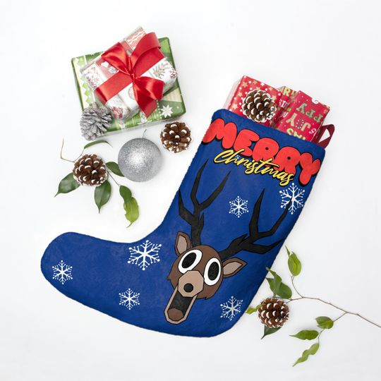 Discover 99 nights in the forest inspired Deer, Accessory roblox game, PERSONALIZED Reindeer Face, Merry Christmas Stocking, Christmas Stocking kids