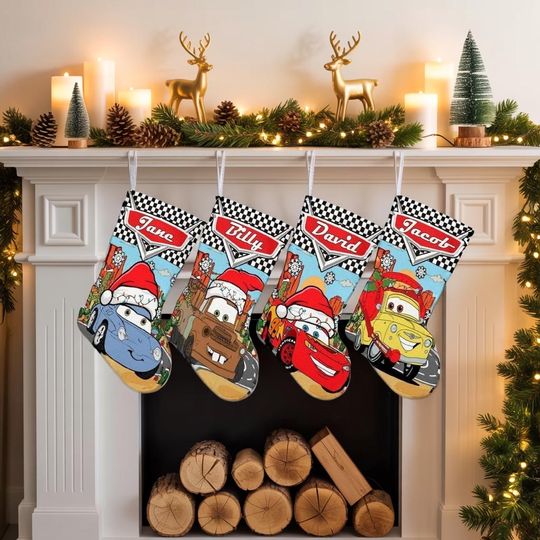 Discover Personalized Disney Cars Christmas Stocking, Lightning McQueen Mater Luigi Xmas Stocking, Pixar Kids Stocking, Disney Christmas Gift