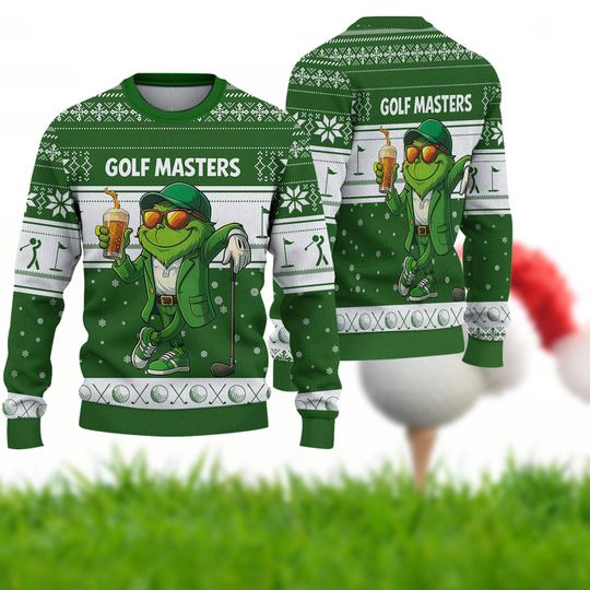 Discover Golf Lovers Christmas Sweater | Golf Masters Xmas Pullover | Ugly Golf Sweater | Custom Name Golf Sweater
