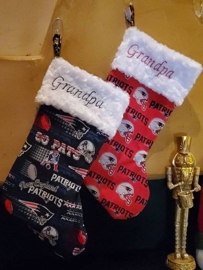 Discover New England  Patriots Personalized Christmas Stockings, Personalized Embroidered Christmas stocking, Personalized Fur Christmas stocking