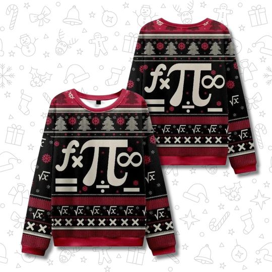 Discover Santa Loves a Good Function Curve 3D Ugly Christmas Sweater with Pi Infinity Print