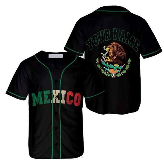 Discover Mexico Baseball Jersey Patriotic Flag Tee
