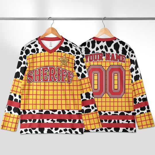Discover Custom Disney Sheriffs Woody Lace Up Hockey Jersey, Disney Baseball Jersey Sports