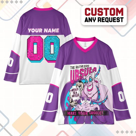 Discover Custom Villain Disneyland Ursula Custom Hockey Jersey, Disney Baseball Jersey Sports