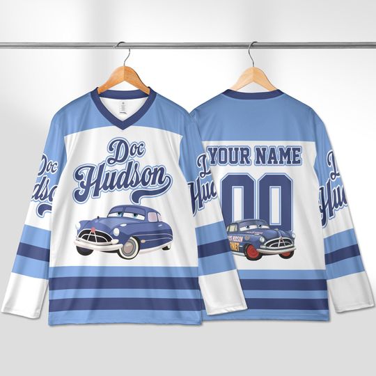Discover Personalized Disney Doc Hudson Car Hockey Jersey, Custom Disney Shirt