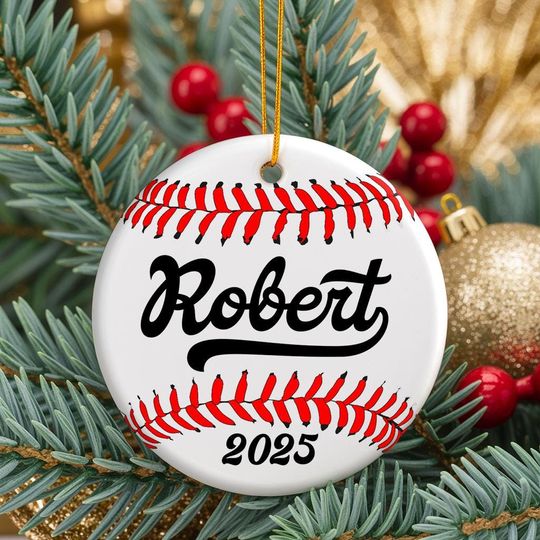 Discover Personalized Baseball Christmas Ornament, Sports Fan Tree Decor, Custom Ceramic Keepsake, Kids Gift, Athlete Holiday Present