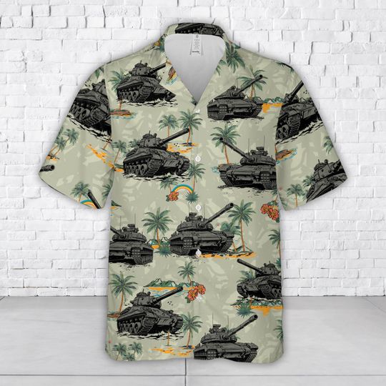 Discover Hawaiian Tropical Tank Top, Military Beach Button-Up Shirt, Funny Army Aloha Shirt, Summer Vacation Shirt, Gift for Veterans