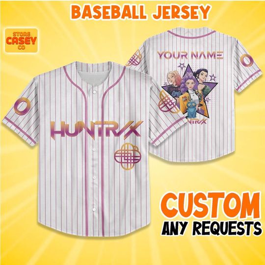 Discover Custom KDM Huntr/x Saja Girl Baseball Jersey, Custom Kpop idol Group Jersey, Kpop Gift for Huntr/x fans, Anime Lover Gift