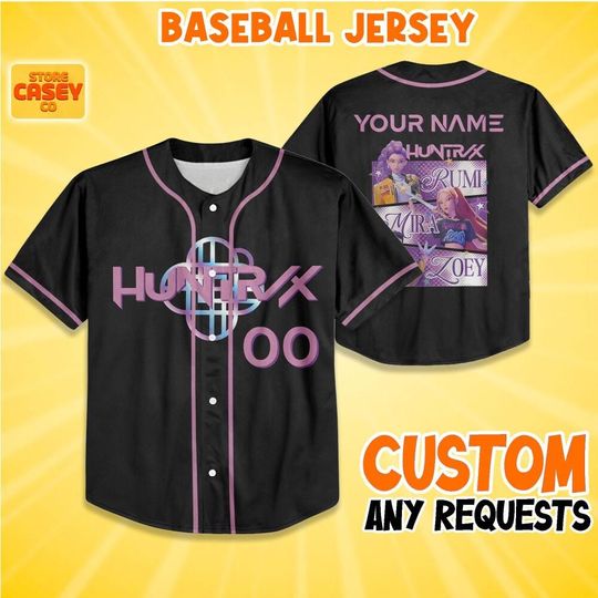 Discover Custom KDM Huntr/x Baseball Jersey, Custom Kpop idol Group Jersey, Kpop Gift for Huntr/x fans, Anime Lover Gift