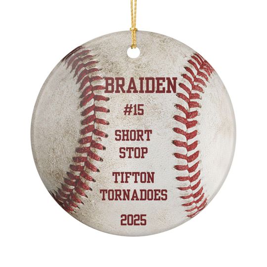 Discover Baseball Ornament, Personalized Ceramic Decoration for Sports Fans, Christmas Tree Decor, Holiday Gift, Coach Appreciation, Unique Baseball