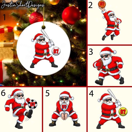 Discover Santa Claus Playing Basketball Six Seven Christmas Ornament, Sports Christmas 2025 Ornament, Christmas Ornament Ornament,Xmas Santa Ornament