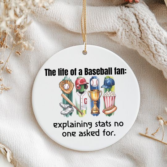 Discover Personalized Baseball Fan Ceramic Ornament, Double-Sided, Gift Tag