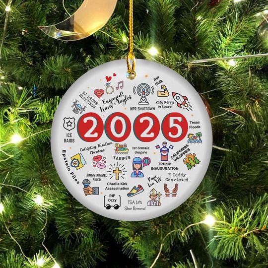 Discover MUST HAVE 2025 Funny Year Ornament, Political Humor Christmas Ornament, 2025 Events Recap Ceramic Ornament, Gag Gift Keepsake