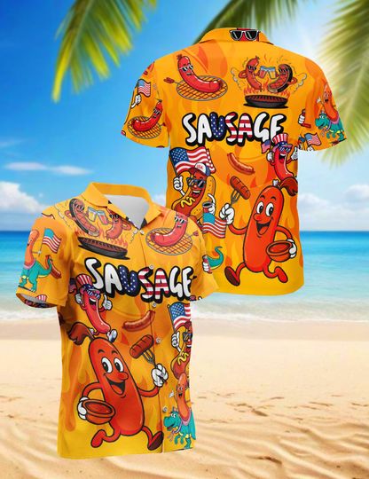 Discover Sausage Party Hawaiian Shirt Unisex Short Sleeve Beach Tee for Men & Women