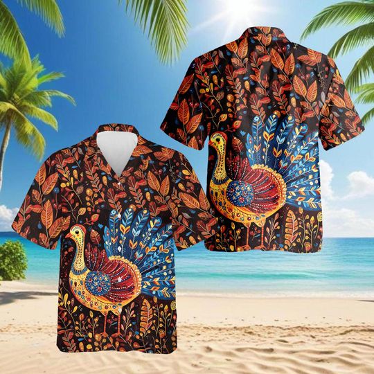Discover Colorful Peacock Hawaiian Shirt for Men & Women, Tropical Summer Animal Print Aloha Shirt